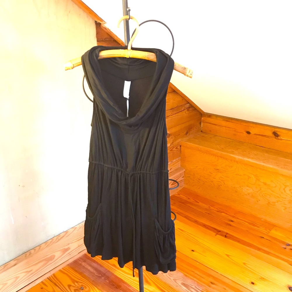 Frenzii Black Cowl Neck Tie-Waist Dress, NWT, S